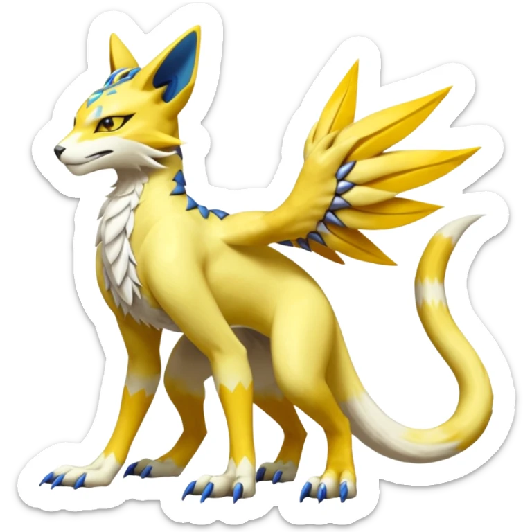 Latias-Vernid-Lombax-Koraidon-Renamon-Zeraora-Bastet-Fakémon-Digimon-hybrid-fusion-creature, full body sticker