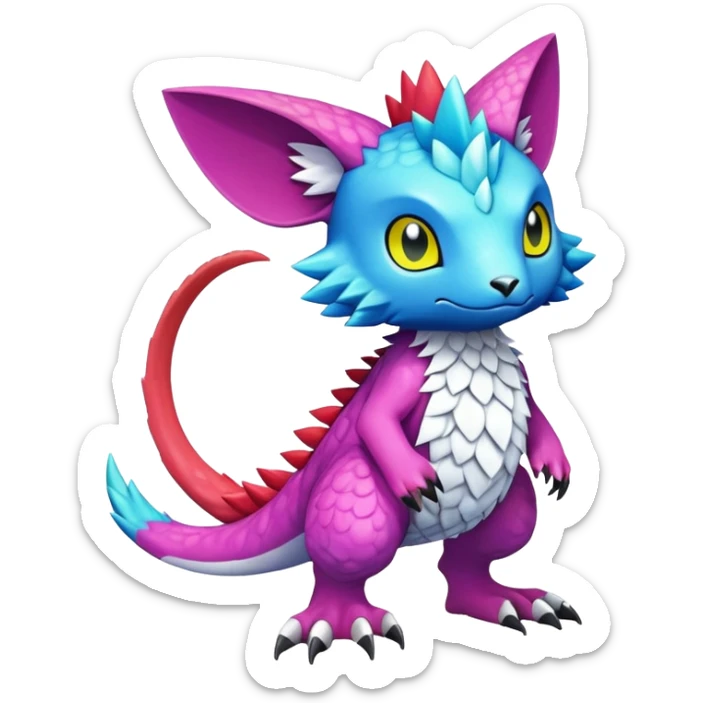 colorful Fakémon-Digimon-Fionbri-Trico-creature (full body) sticker