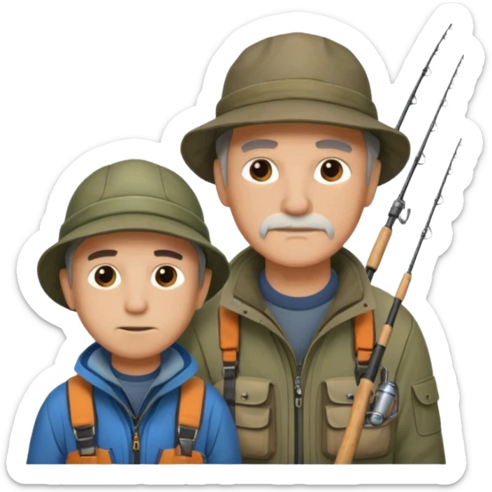 Father and son in fishing gear are cold full body sticker