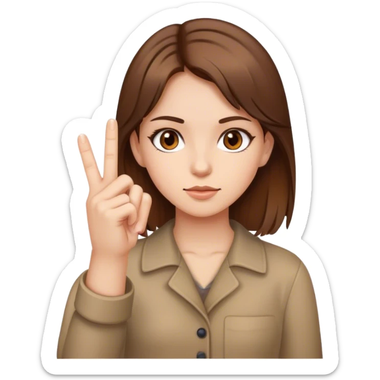 girl with brown hair and brown eyes with her middle finger up  sticker