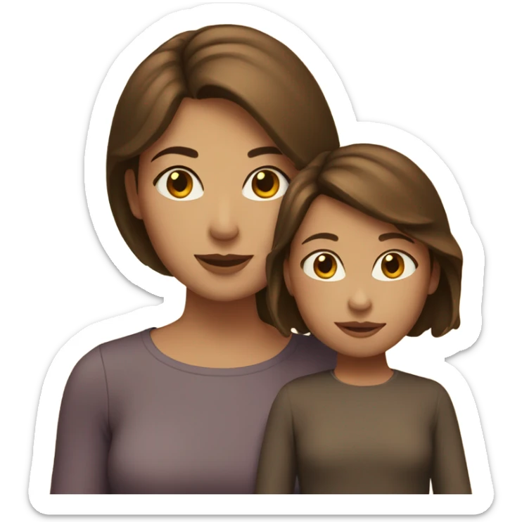 Mom with short brown beautiful hair and daughter with long brown hair  sticker