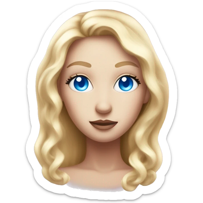 magical diva with thin pink andromedan face long blonde hair and blue eyes glowing third eye sticker