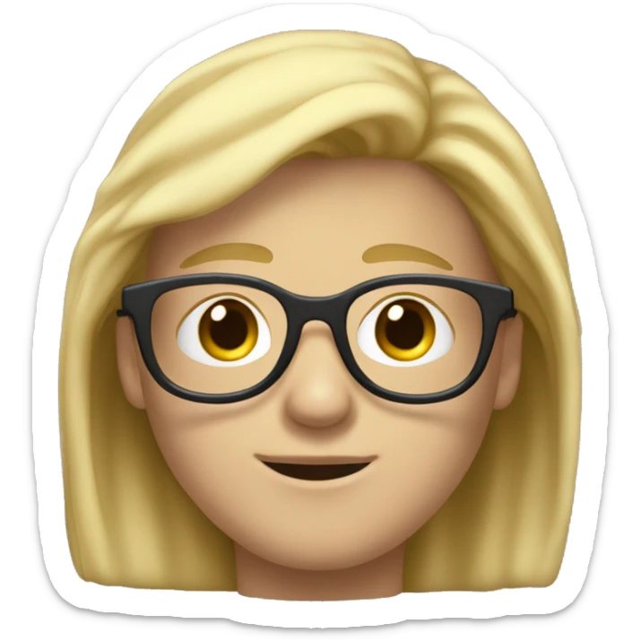 A youngh blond student with a hoody that wears transparent glasses. He has medium long blond hair and wide shoulders sticker