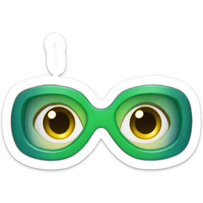 woman scubadiver with fins, in her face green and blue eyes sticker