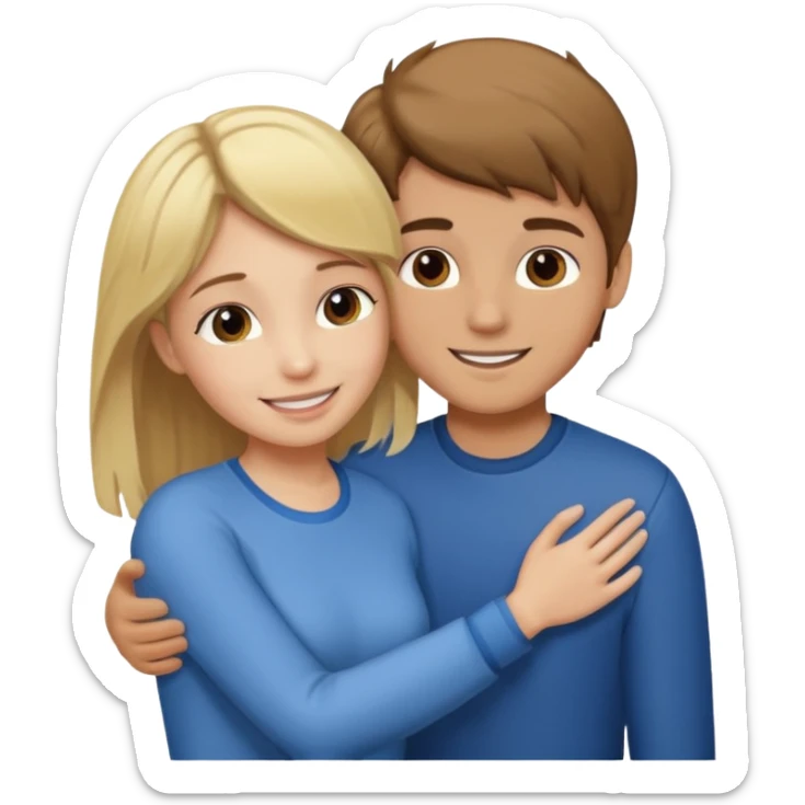 Amour à distance fille blonde et garçon brun tous les deux clair de peau  sticker