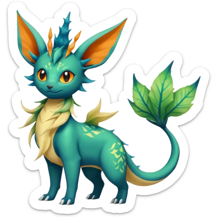 Salandit-Leafeon-Vaporeon-hybrid-fusion (full body) sticker