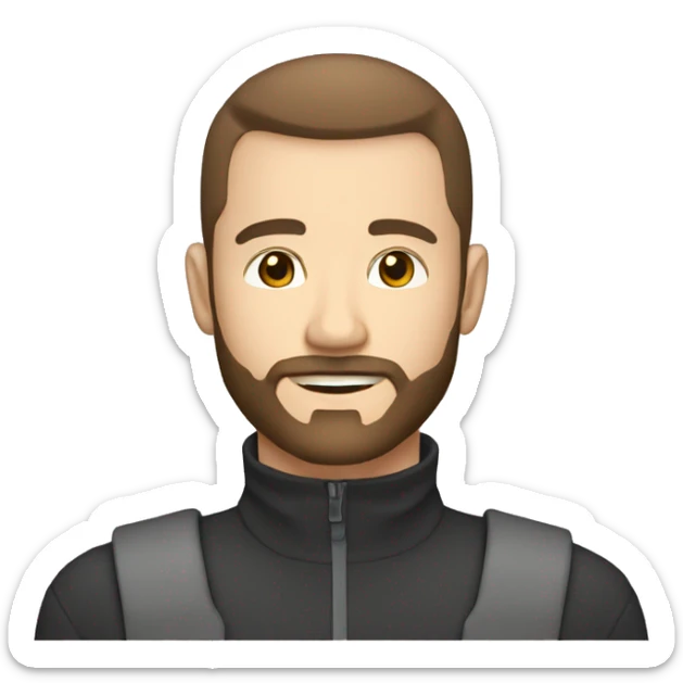 brown hair CREW CUT with beard, white skin 30 yeard old boy sticker