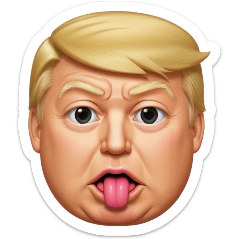 Trump with his super duper fat tongue out with a deep amount of saliva falling off his face sticker