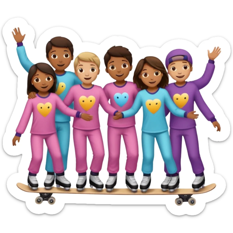 skating rink sleepover with teen boys & girls skin color brown and tan sticker