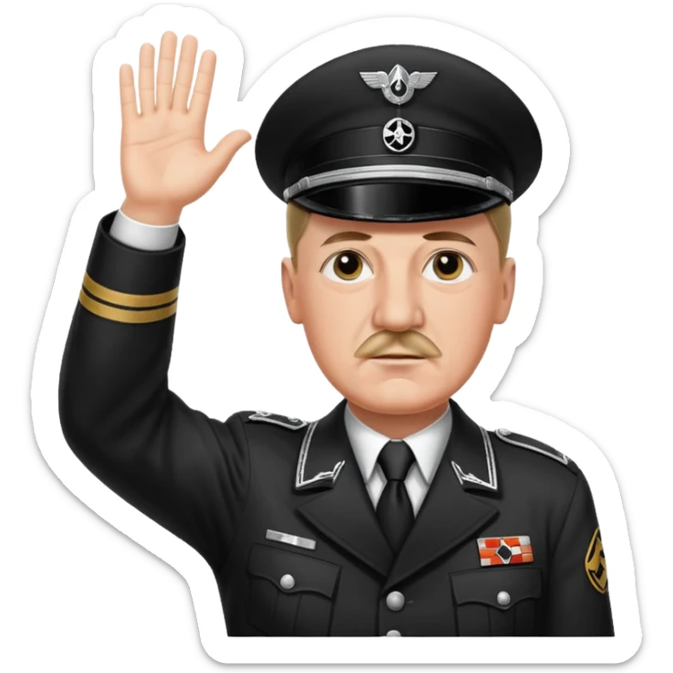 Hitler raising one hand straight out like a Sieg Hail salute in Black SS uniform  sticker