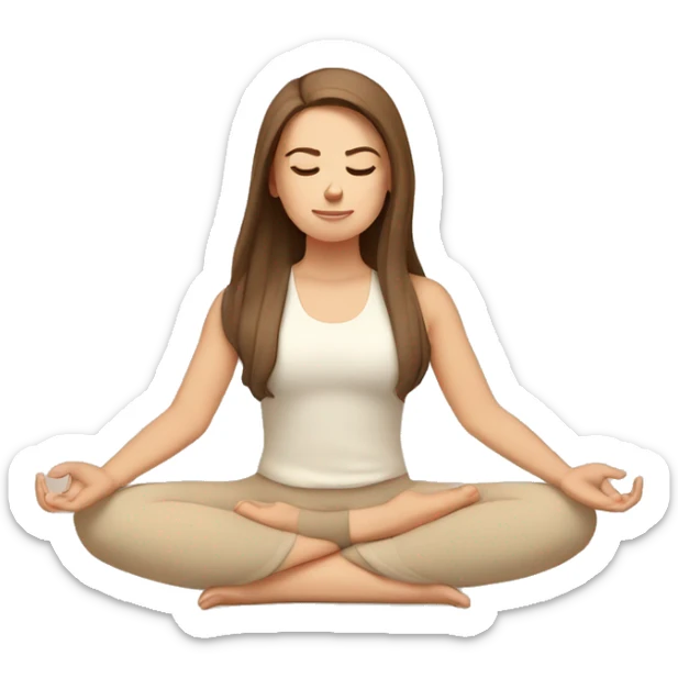 White Girl with brown hair doing padmasana in beige tones  sticker