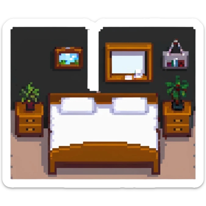 small bedroom with cute decor, cozy space aesthetic, pastel colors, plush toys, charming details sticker