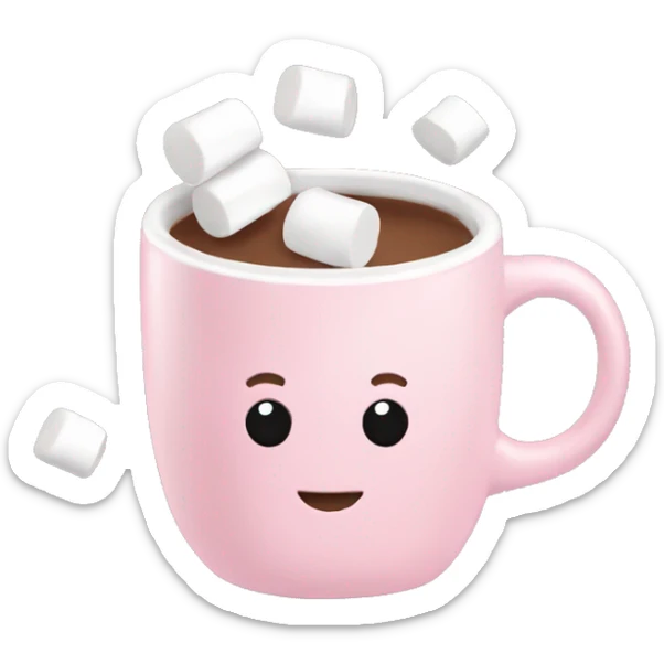 Light Pink mug of hot chocolate with marshmallows  sticker