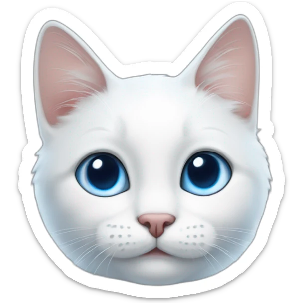 cartoon white and blue cat with one big blue birthmark on the right eye and on the ear, sticker