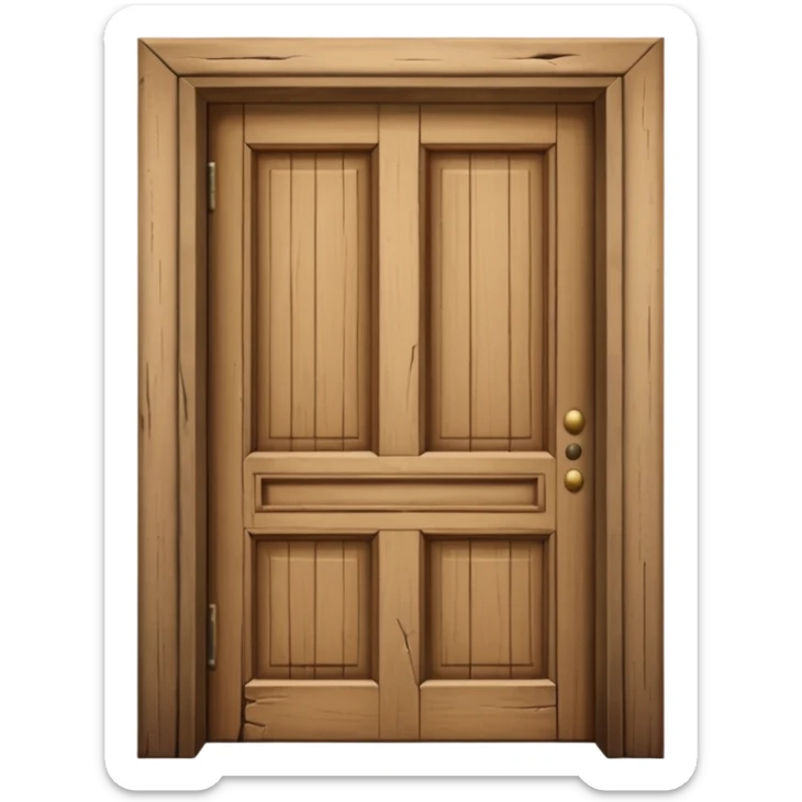 a wooden door that is wide open. The door frame is simple and matches the wood tone of the door. sticker
