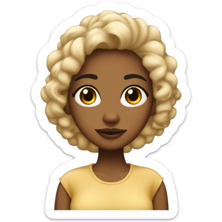 chica de pelo negro por los hombros, piel morena,  ojos chinos y labios carnosos sticker