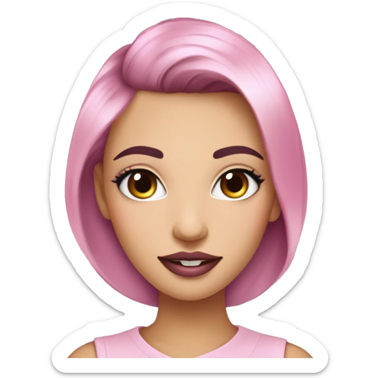 A stylized woman with a butterfly haircut, hazel eyes, rosy cheeks, and pink lips, wearing pink with 15 piercings. Set on a finance tracker planner page with grids and icons, modern and feminine. sticker