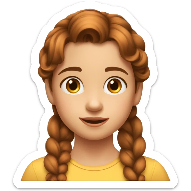 Estilo pixar niña de 8 años castaña pelo liso puntas rozadas, ojos marrones sticker