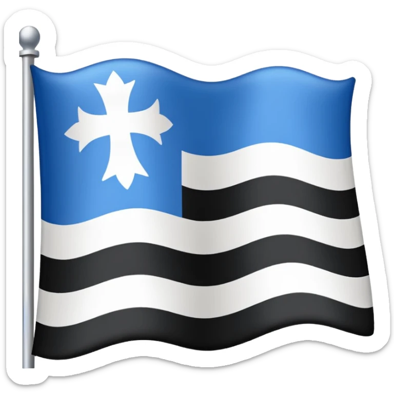 Bandera con Tres franjas azul arriba en el medio blanco y abajo negro sticker