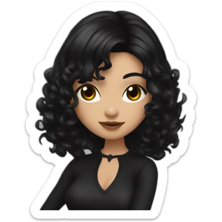 Latina-goth-girl-with-black-hair-and-brown-eyes--dancing sticker