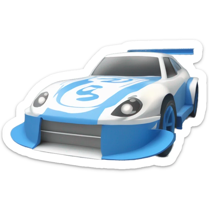 Detailed pearl-blue Cardstock Papercraft fr-s racecar sticker
