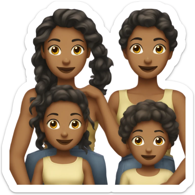 Mother two girl hair black sticker