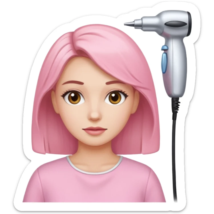 woman at the hairdressers with light pink clothes sticker