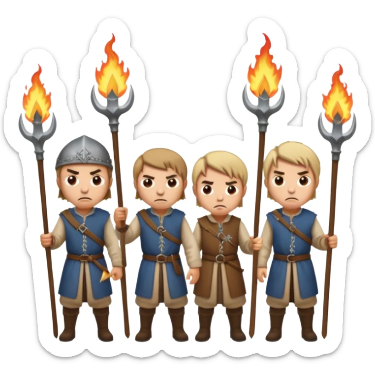 les villagois avec des fourches ou des torches sapé en moyen age sticker