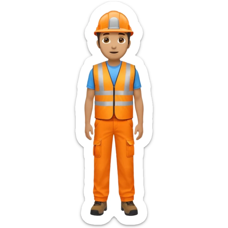 man in orange hi vis vest and chinos, no helmet, standing full body sticker