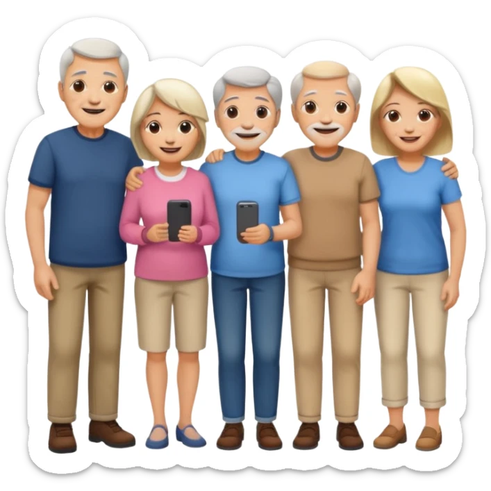 A large crowd of adults and seniors in casual clothing at an afterwork meeting sticker