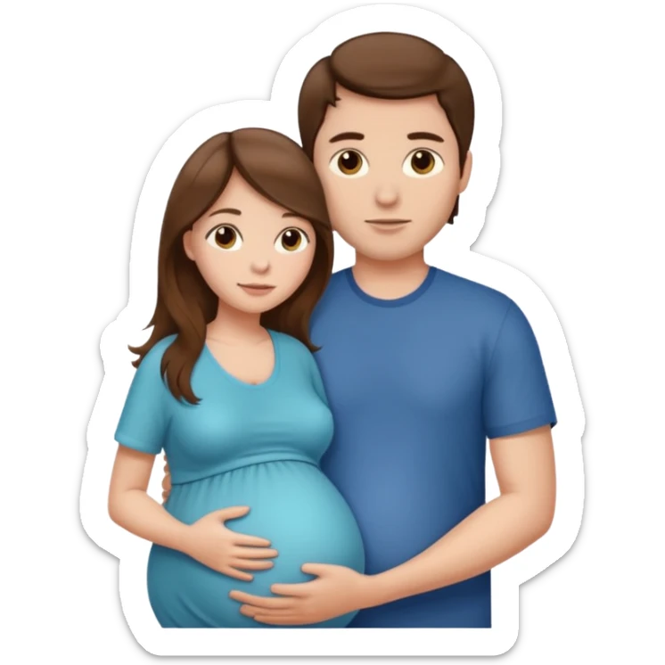 Pregnant woman with long brown hair and fair skin, and man with short brown hair and fair skin.

 sticker