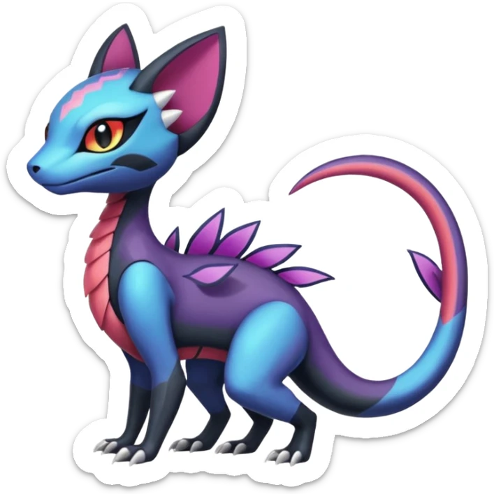 Meloetta-Purrloin-Salandit-Nargacuga-Pokémon-Fakémon-fusion-hybrid-creature sticker