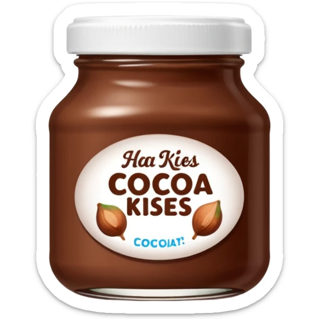 Jar of hazelnut chocolate spread and make the label say cocoa kisses with a white lid sticker