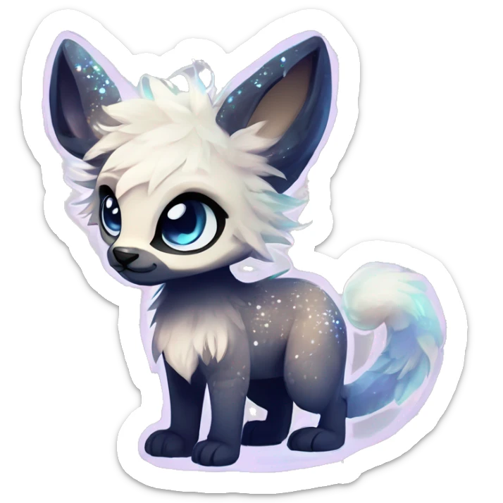 Cool cute Kawaii edgy ethereal futuristic modern epic fantasy animal sparkle fursona Fionbri creature by griffsnuff & LiLaiRa & Falvie full body sticker