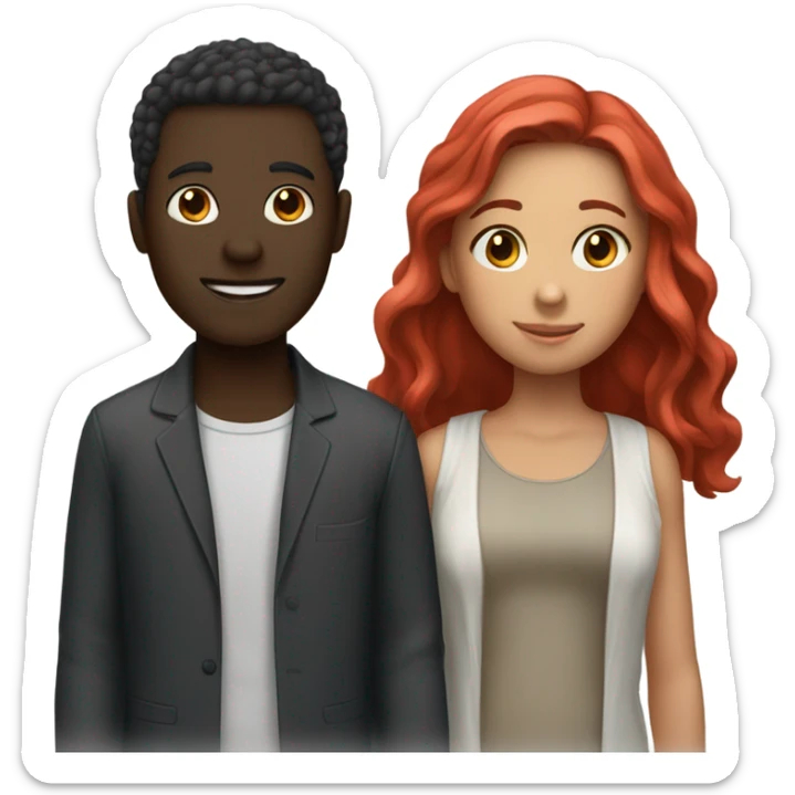 Two guys one girl one guy super dark other guy light skin then the girl is black wit red hair sticker