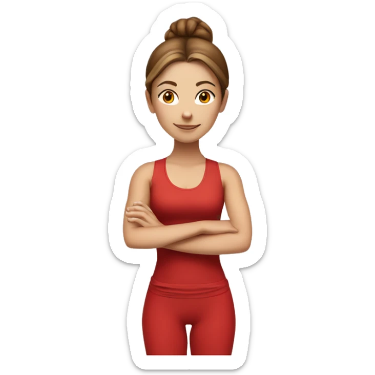 yoga white girl brown hair  in red costume  sticker