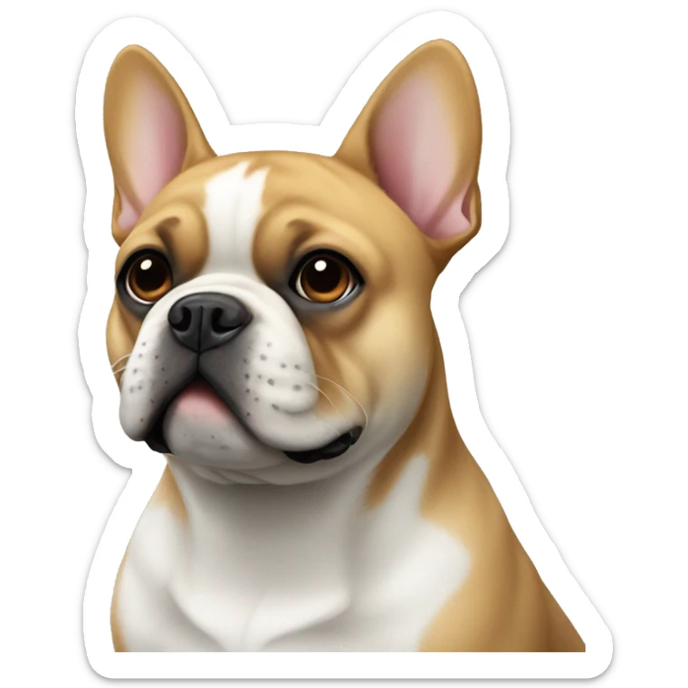 Black French bulldog with white chest and shiba inu  sticker