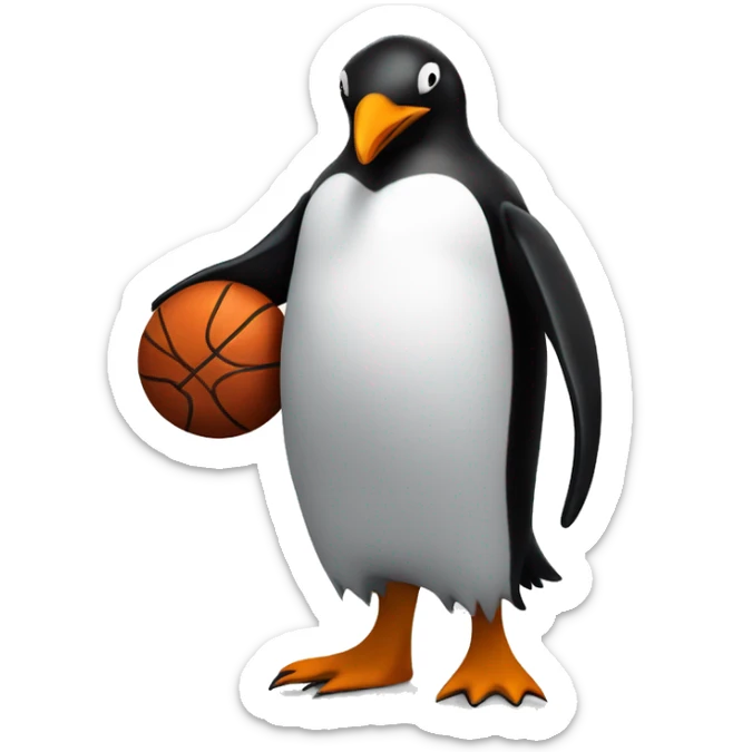 Penguin with a slim Jim in one hand and a basketball in the other with dreads sticker