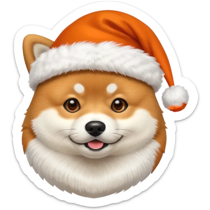 Shiba inu gif portant un chapeau de noel avec un pompon blanc qui bouge sticker