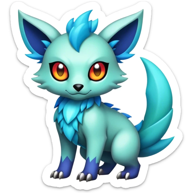 Cute cool edgy colorful fantasy animal hybrid Fakemon full body sticker