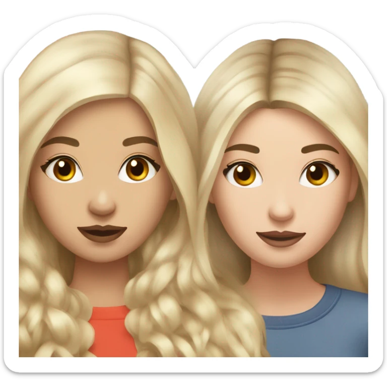 Realistic Russian Brunette hair girl and a blonde haired bestie  sticker