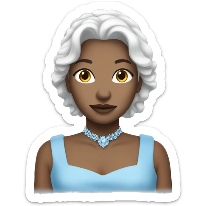 girl with white hair wearing sky blue queens dress sticker