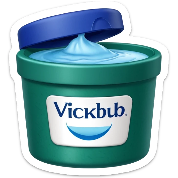 make an emoji of Vicks Vaporub - it should have a dark green lid and a blue tub sticker