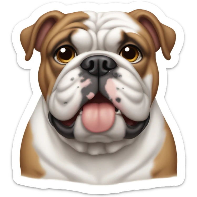english bulldog with white hair and brown ears sticker