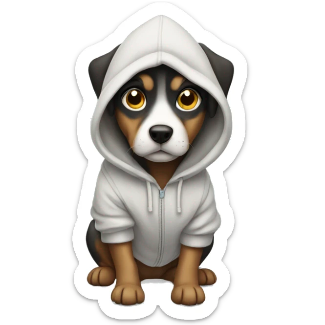 dog wearing a hoodie sticker