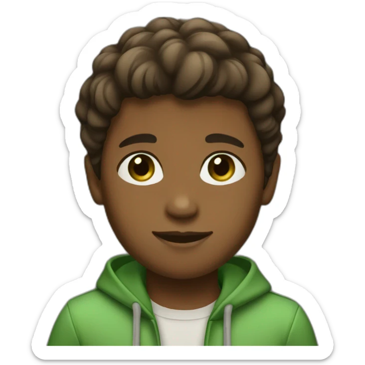boy with brown skin color and green eyes and brown stylish hair sticker