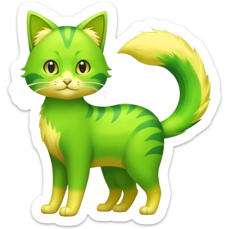 Green and Yellow Electrike-Amaura-Aurorus-Shiny-glorp-cat-fusion (full body) sticker
