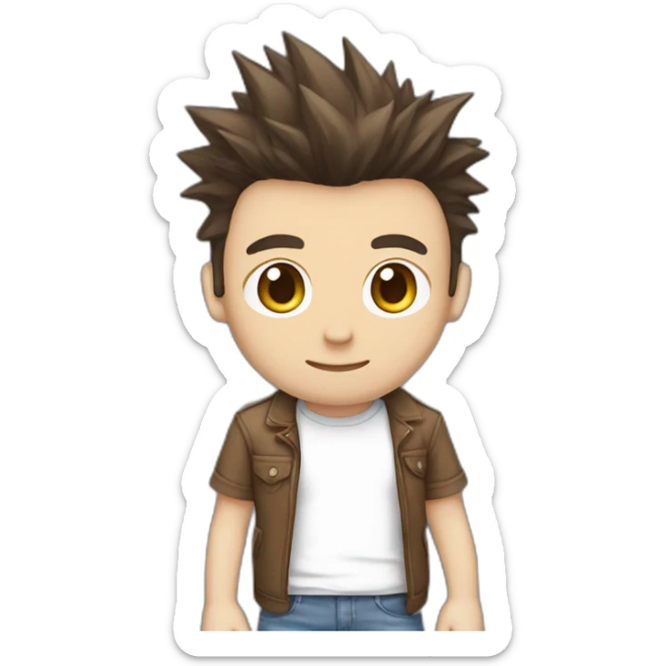 white male adult, Dark Brown Spikey Hair, Pokemon T-Shirt, Blue Jeans, Converse shoes sticker