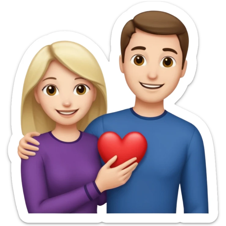 A woman holding the middle of a man's crotch while they are standing together happily sticker