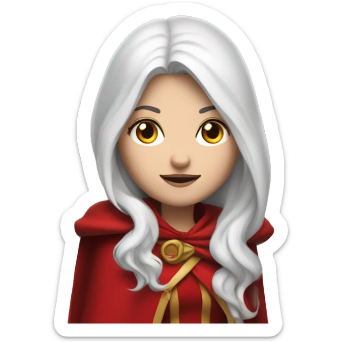 The white girl with white hair in the red cape and red hood. sticker